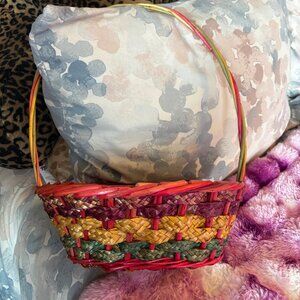 Wicker Oval Easter Basket in Pink, Purple, Yellow, and Green with Handle